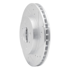 Mitsubishi Lancer Brake Rotor (1) - Front Right - R1 Concepts - Drilled & Slotted - Silver - `98-`07